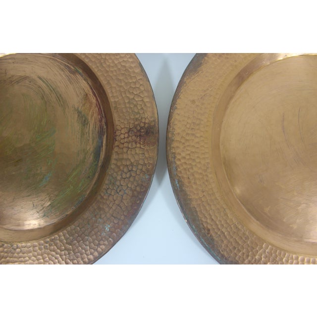 Vintage Hammered Copper Chargers With Patina, Set of 6 For Sale - Image 11 of 11