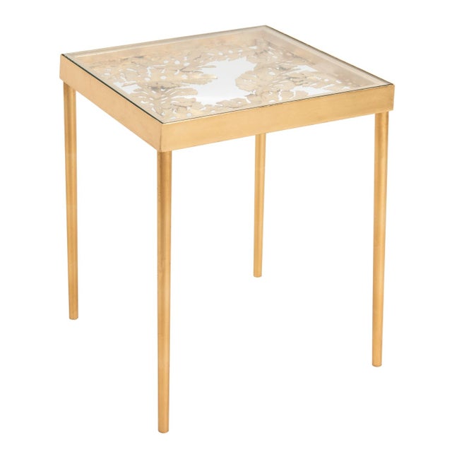 Leilani Palm Leaf Side Table in Gold / Glass For Sale In Philadelphia - Image 6 of 7