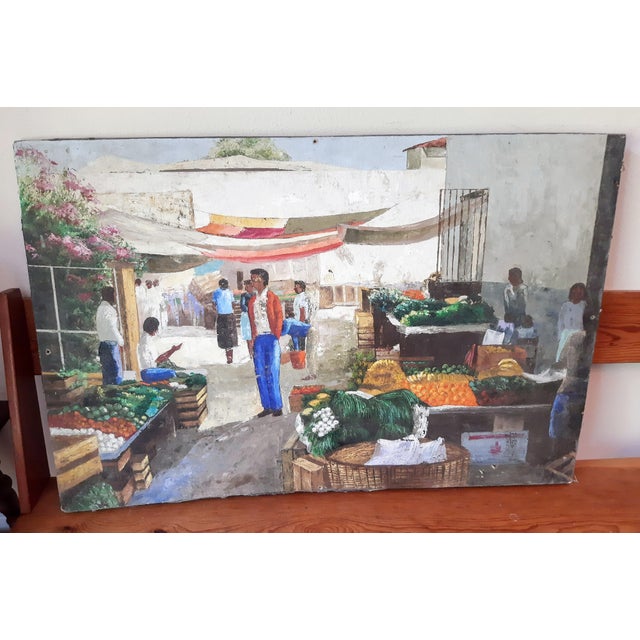 1920s Mid Century Latino Mexico Market Painting For Sale - Image 5 of 16