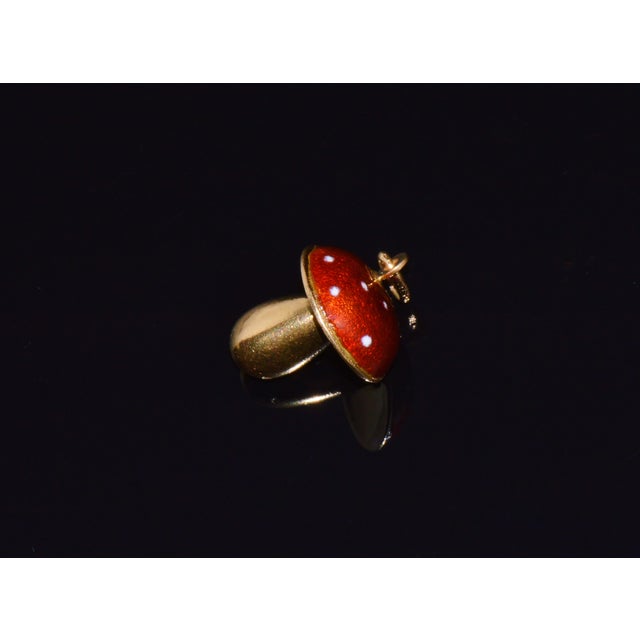Metal Italian 18k Gold Enamel Toadstool Red Mushroom Fungi Charm Pendant For Sale - Image 7 of 8