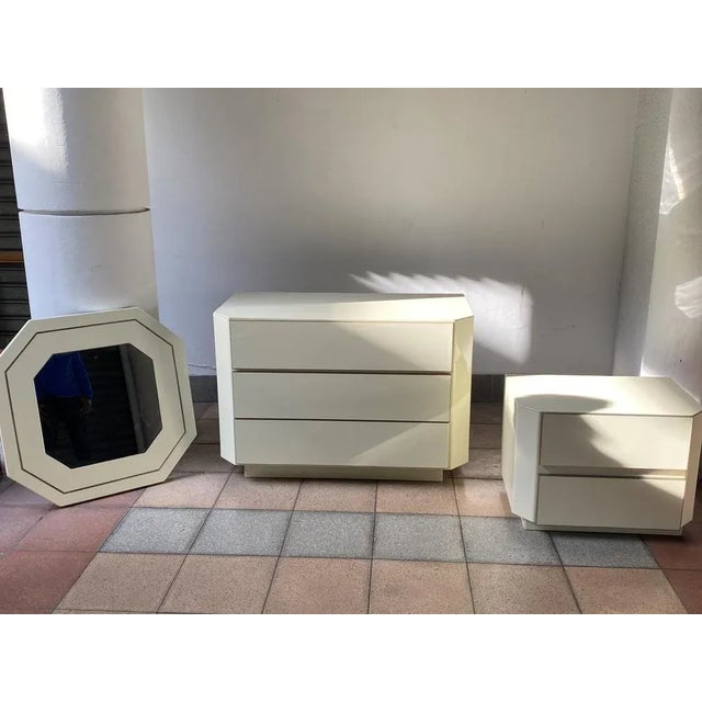 Commode with Mirror Ensemble, Set of 3 For Sale - Image 4 of 12