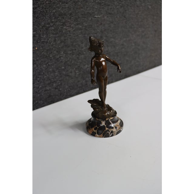 Early 20th Century Edward Berge “Violet” Attributed Bronze Sculpture on Marble Base For Sale - Image 5 of 12
