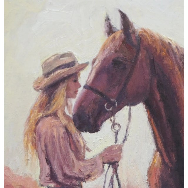 Original oil portrait by Sean Wu. Cowgirl and horse