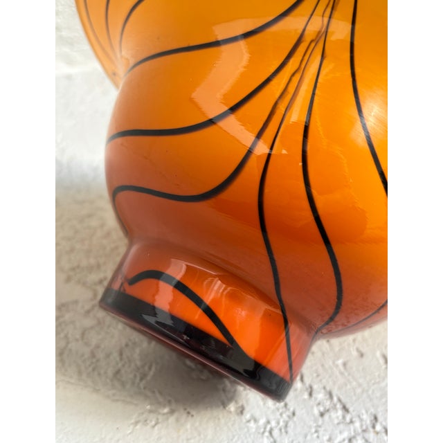 Vintage Amber Art Glass Bowl With Black Swirl Detailing For Sale - Image 10 of 10