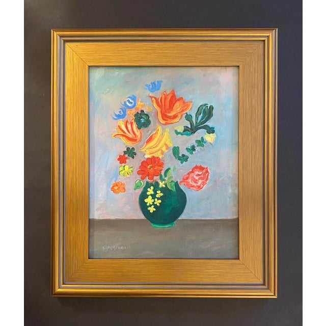 Contemporary Contemporary Flowers With No Stems Oil Painting. For Sale - Image 3 of 5
