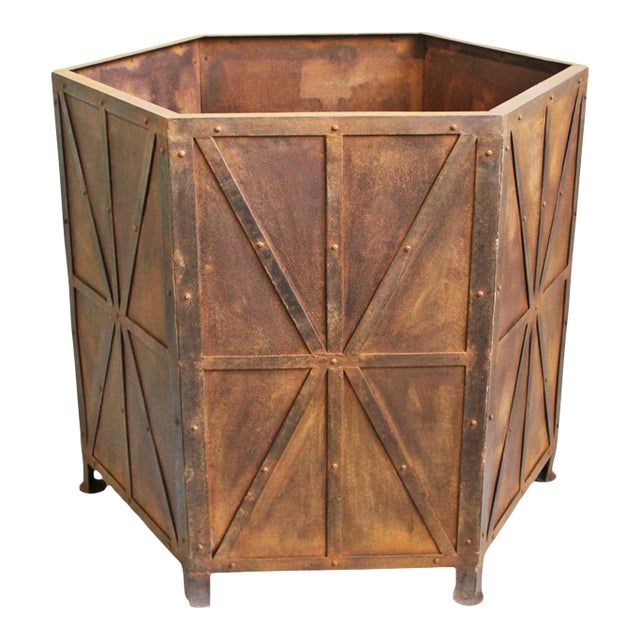 Vintage Rusted Iron Planter Box Large For Sale
