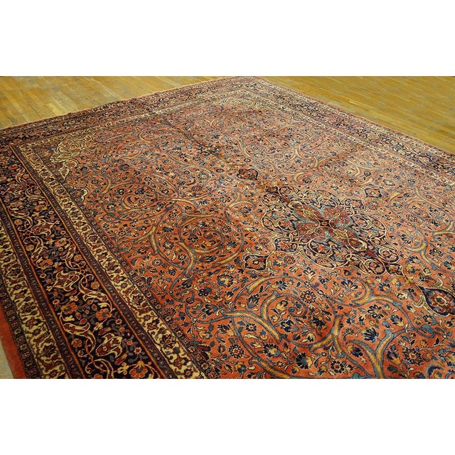 Wonderful Red-Raspberry Background Color With Small Detail Medallion in a Allover Pattern Antique Kashan Dabir Rug For Sale In New York - Image 6 of 10