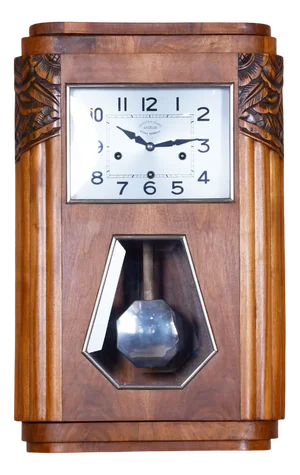 Vintage Art Deco Wall Clock in Walnut by Angelus, 1930s