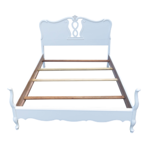 French Shabby Chic Painted White Carved Full Size Bed 6446