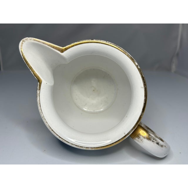Antique Blue Floral Transferware Pitcher - Gold Gilt Accents c. 1904 For Sale - Image 6 of 10