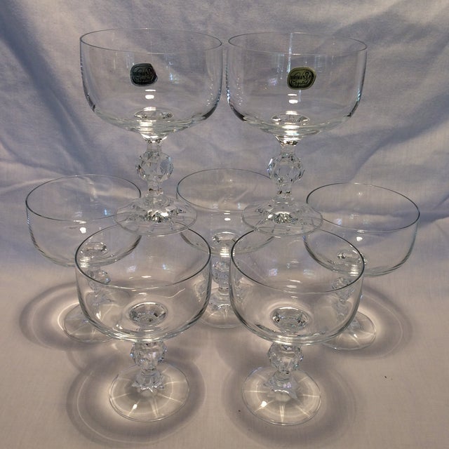 Vintage Czech Leaded Crystal Dessert Coupes Glasses by Bohemia Set of