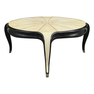 Art Deco Style Shagreen & Ebony Cocktail or Round Coffee Table. For Sale
