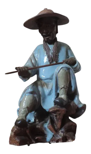 Large 19th Century Chinese Porcelain Figure of a Fisherman