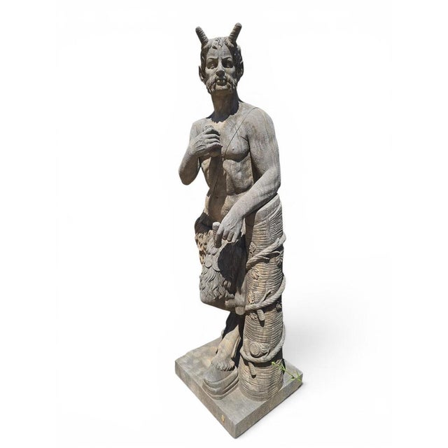 Neapolitan School Artist, Large Carved Faun Sculpture, Early 20th Century, Stone For Sale - Image 3 of 15