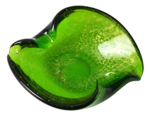 Mid-Century Gold Leaf and Green Murano Glass Bowl from Barovier & Toso, 1960s