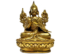Gilded Seated Buddha on Stylized Lotus Base
