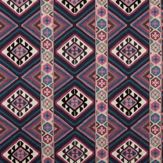 Morris & Co Dorothys Kilim Fabric in Barbed Berry/Indigo For Sale
