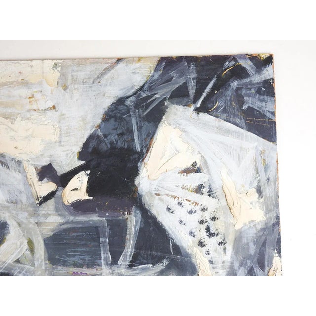 Vintage Mid 20th Century Gray and White Abstract Painting For Sale - Image 4 of 7