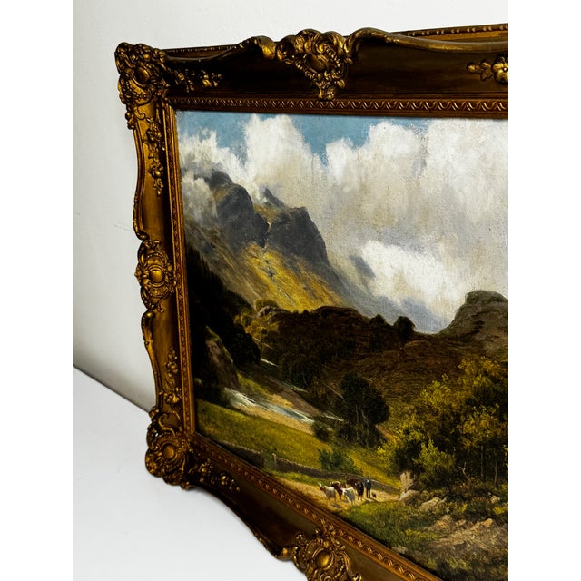 Late 19th Century Victorian Oil Painting Afternoon in Borrowdale Landscape Lake District by Stephen Enoch Hogley For Sale - Image 5 of 12