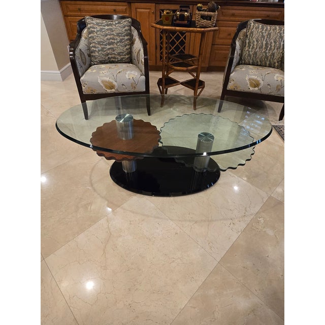 Late 20th Century Late 20th Century Attributed to Roche Bobpois Cog Wheel Coffee Table Unsigned For Sale - Image 5 of 11