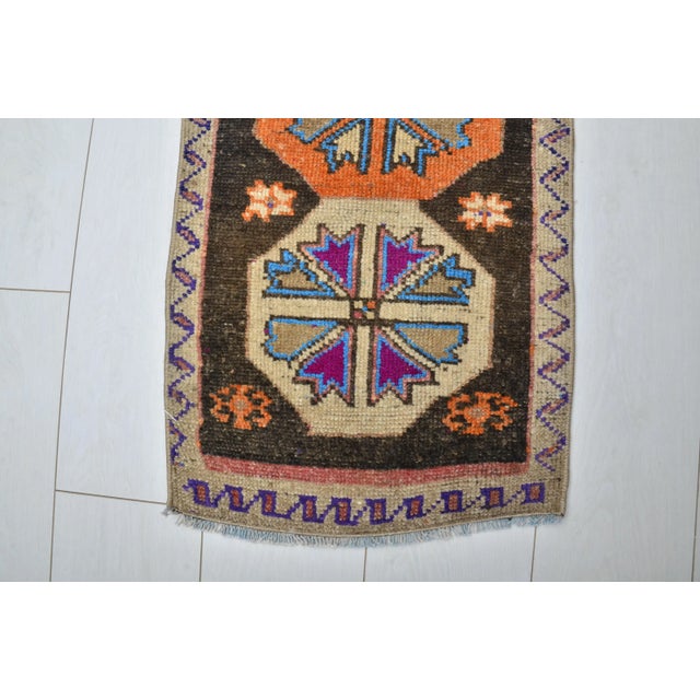 Tribal Rustic Oushak Wool Small Rug For Sale - Image 3 of 6