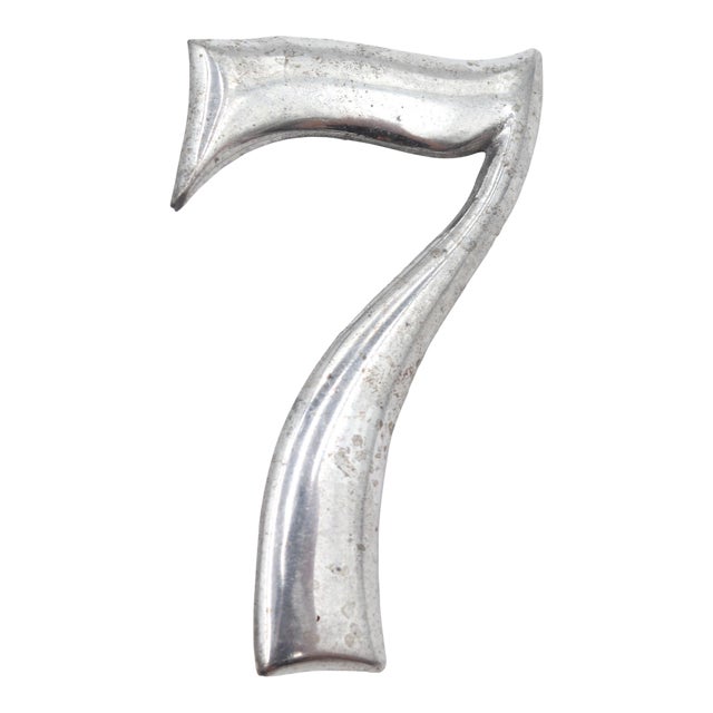 Vintage Aluminum House Number Seven For Sale