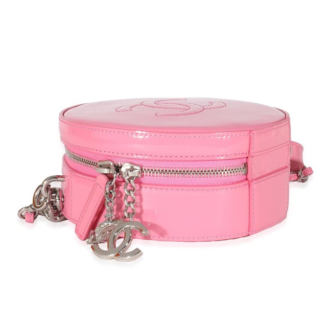 Animal Skin Pink Glazed Calfskin Round As Earth Bag For Sale - Image 7 of 7