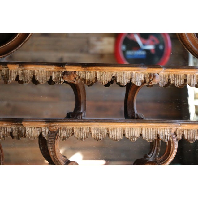 Antique French Rococo Revival Carved Wood Étagère Wall Shelf With Mirror For Sale - Image 10 of 18