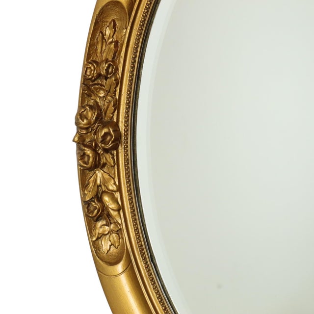 French Oval Bevelled Mirror with Rose Gold Finish For Sale - Image 9 of 14