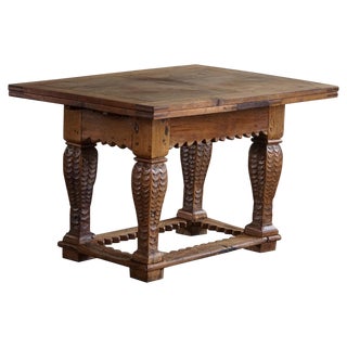19th Century Baroque Danish Dining Table in Oak For Sale