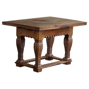 19th Century Baroque Danish Dining Table in Oak