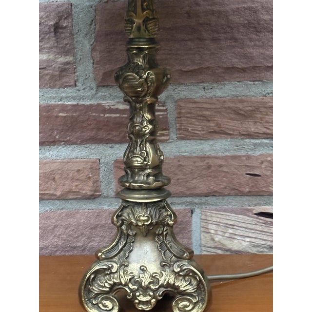 Empire Brass Table Lamp with Fabric Shade, 1960s, in Very Good conditions. Designed 1960 to 1969 I have official proof of...
