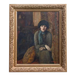 1925 Impressionist Painting of a Bohemian Woman in Budapest by Bertha De Hellebranth, Framed