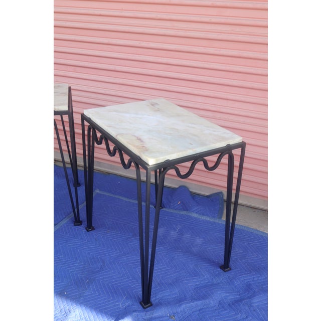 Pair of Iron & Marble 'Méandre' Side Tables by Walter Lamb, 1950s For Sale - Image 11 of 12
