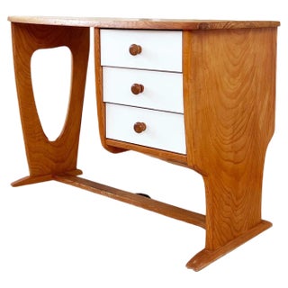 Vintage Pine Writing Desk in the style of Guillerme & Chambron, 1980s For Sale