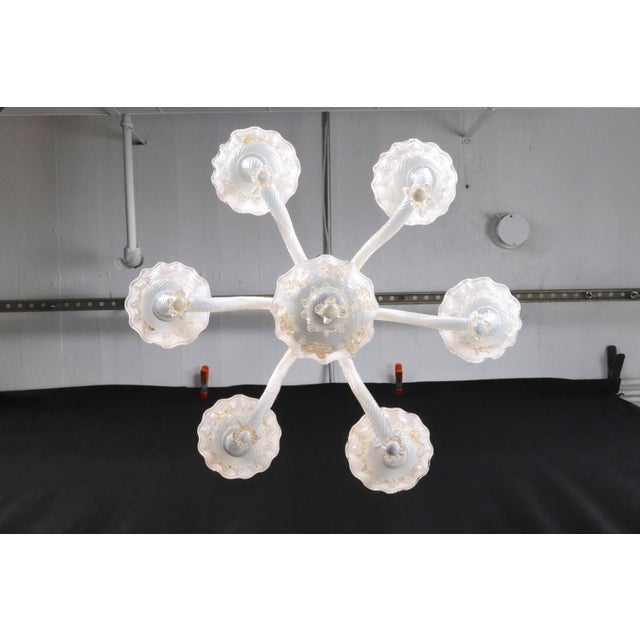 Vintage White Glass Gold 6 S Arm Chandelier | Chairish