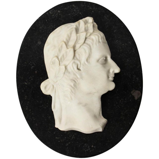 Italian Marble Profile Plaque of Roman Emperor Claudius, 19th Century For Sale - Image 5 of 5