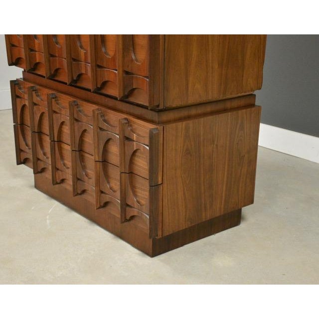 Brown 1970s Tobago Brutalist Tall Walnut Armoire Dresser For Sale - Image 8 of 10