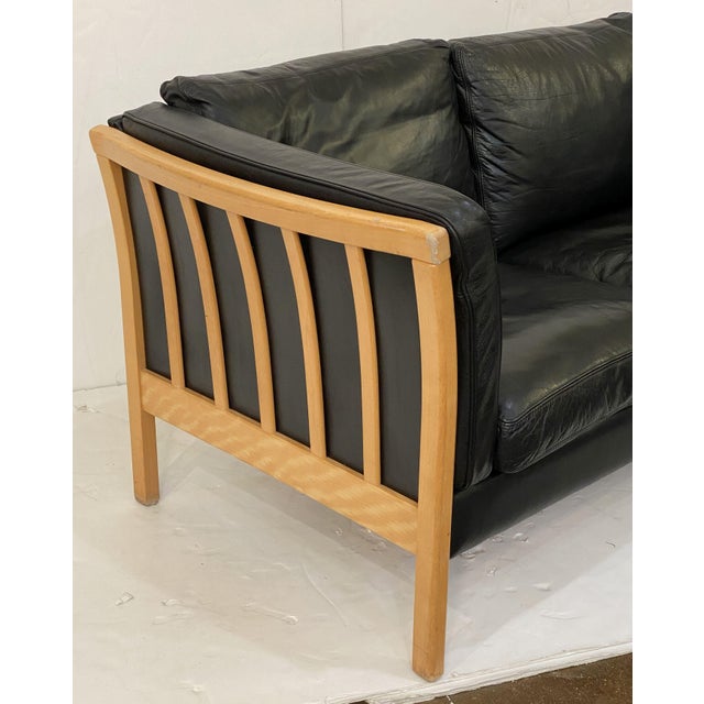 Danish Modern Sofa of Leather and Beech by Stouby For Sale In Austin - Image 6 of 12