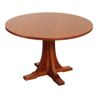 Stickley Mission Collection Round Cherry Pedestal Dining Table For Sale
