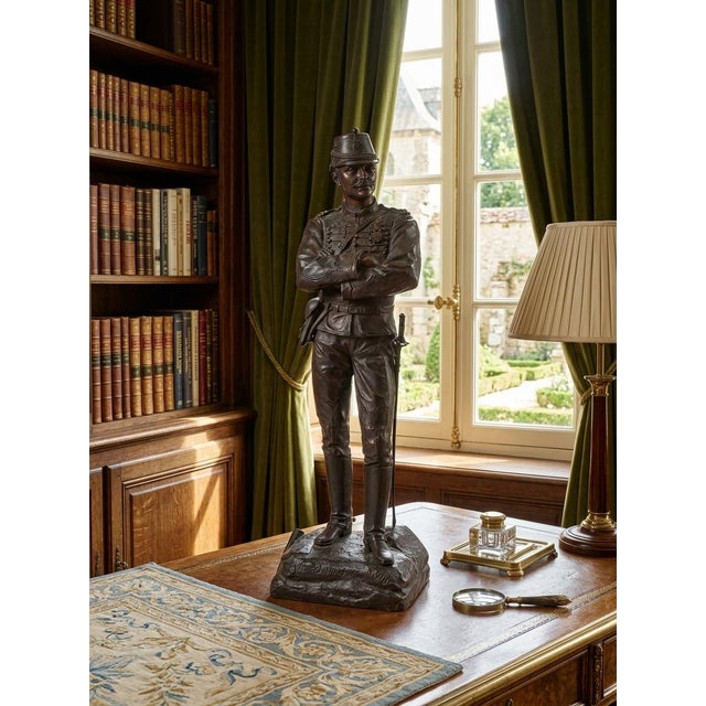 Charles Anfrie —Rare 24.5” French Belle Époque Patriotic Military Bronze— Salon 1886 French Academic Realism - Bronze...