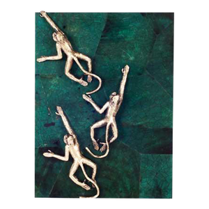 Green Penshell Box With Brass Monkeys