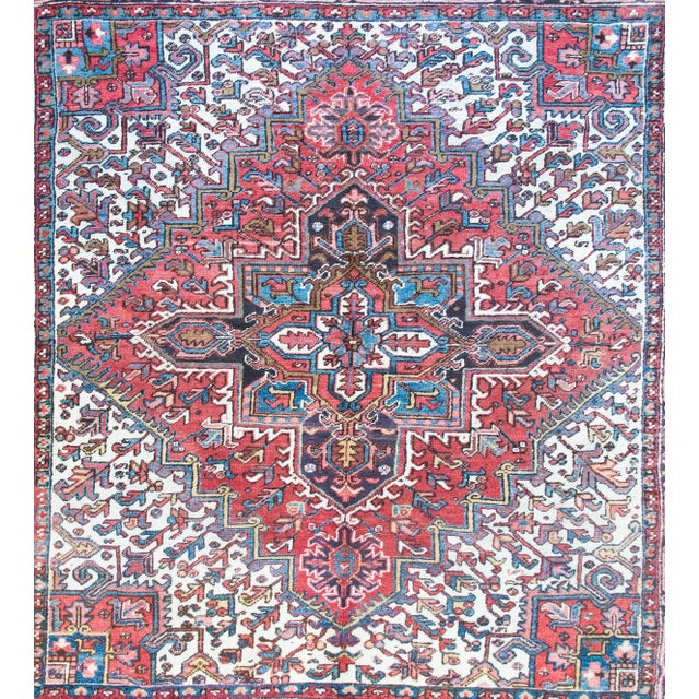 Early 20th Century Persian Heriz Rug For Sale - Image 9 of 15
