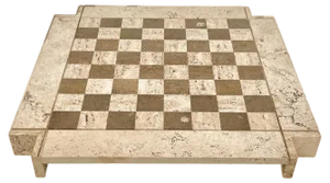 Bicolor Travertine Chess Game in the style of Angelo Mangiarotti, Italy, 1970s