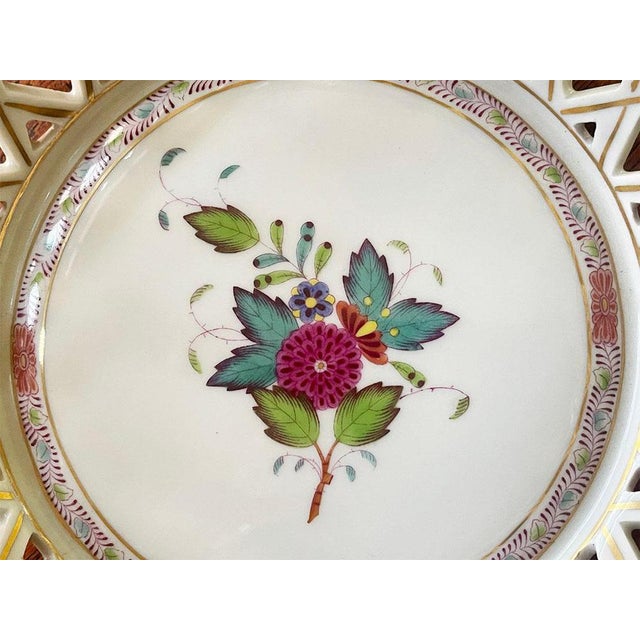 Chinese Porcelain Openwork Basket with Bouquet and Handles from Herend, 1960s For Sale - Image 4 of 8