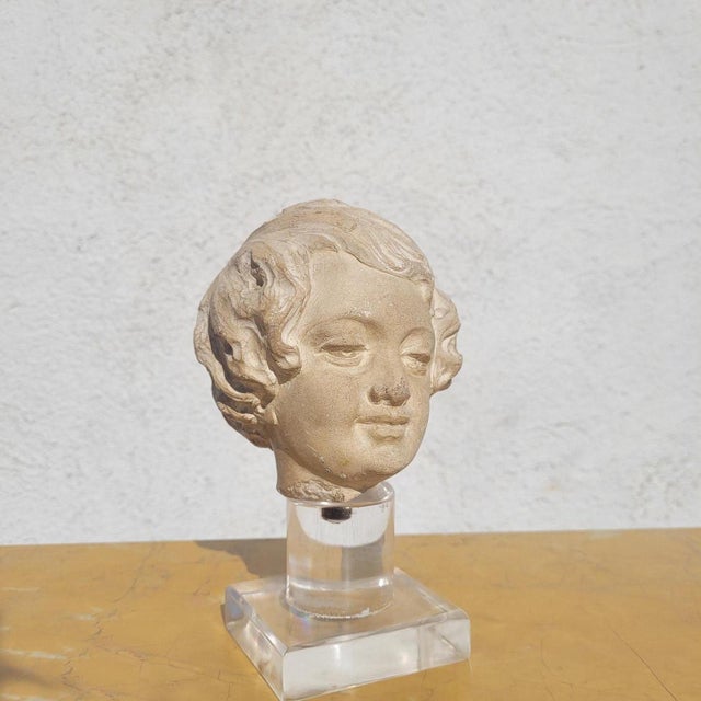 18th Century Stone Sculpture of a Child's Head For Sale - Image 6 of 17