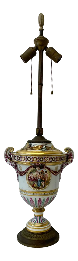 Early 20th Century Capodimonte Porcelain Double Socket Table Lamp