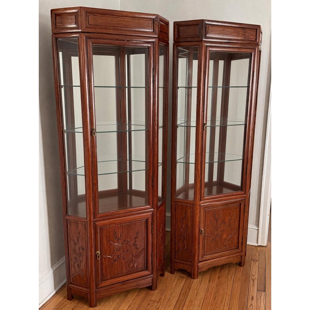 English Midcentury Chinese Export Rosewood Cabinets, a Pair For Sale - Image 3 of 12
