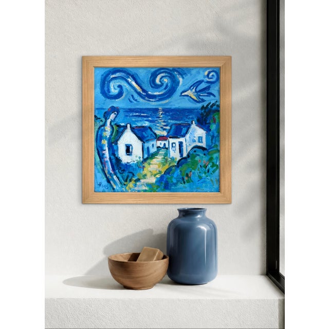 Textile "Seaside Spirits" Impressionist Oil Painting For Sale - Image 7 of 7