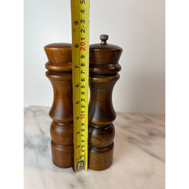 Mid 20th Century Mid 20th Century Goodwood Hardwood Salt & Pepper Shakers — Handcrafted Wood Tableware Set For Sale - Image 5 of 8